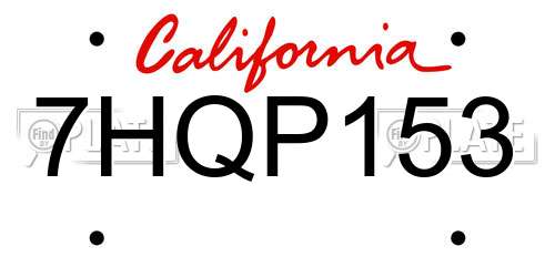 7HQP153 California License Plate