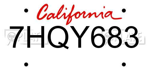 7HQY683 California License Plate