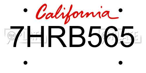 7HRB565 California License Plate