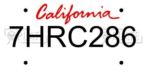 7HRC286 California License Plate