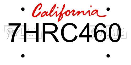 7HRC460 California License Plate