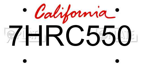 7HRC550 California License Plate