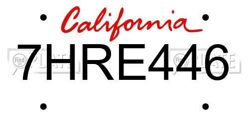 7HRE446 California License Plate