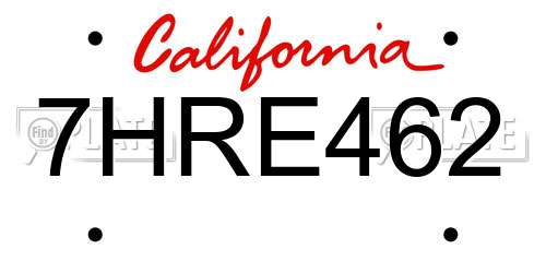 7HRE462 California License Plate