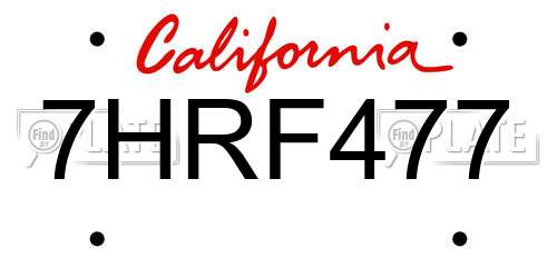 7HRF477 California License Plate