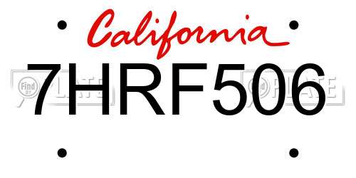 7HRF506 California License Plate