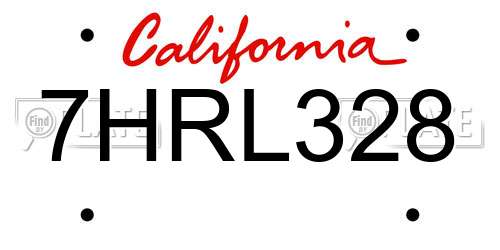 7HRL328 California License Plate