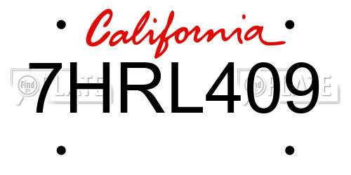 7HRL409 California License Plate