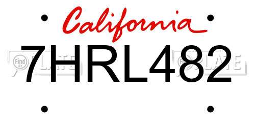 7HRL482 California License Plate
