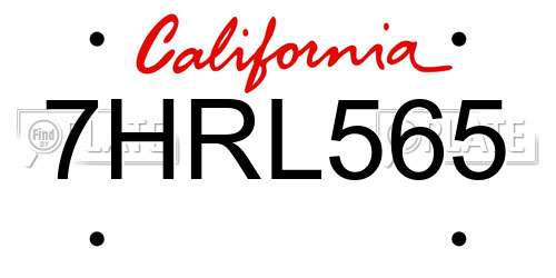 7HRL565 California License Plate