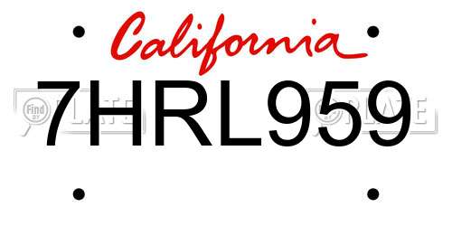 7HRL959 California License Plate