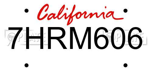 7HRM606 California License Plate