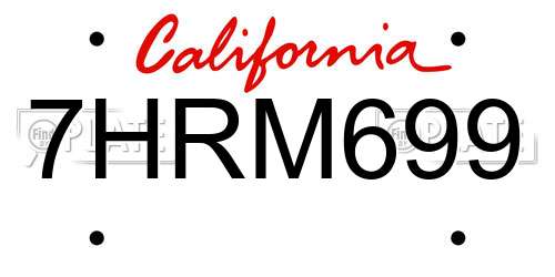 7HRM699 California License Plate