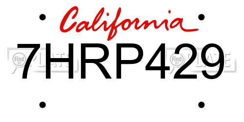 7HRP429 California License Plate