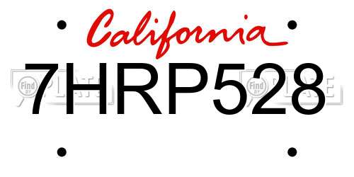 7HRP528 California License Plate