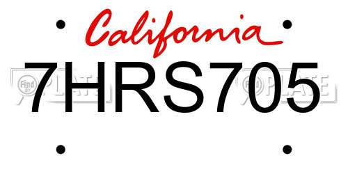 7HRS705 California License Plate
