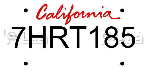 7HRT185 California License Plate
