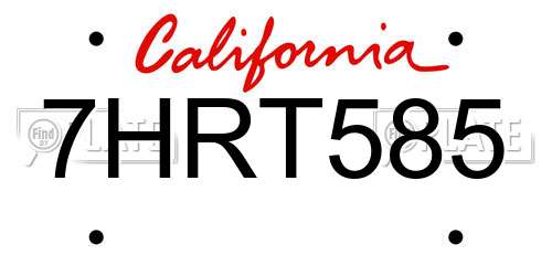 7HRT585 California License Plate