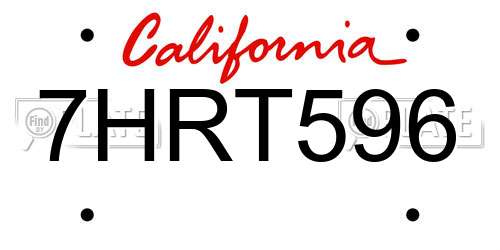 7HRT596 California License Plate