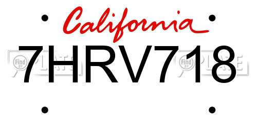 7HRV718 California License Plate