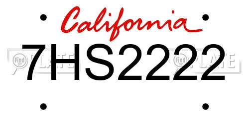 7HS2222 California License Plate