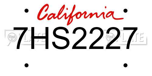 7HS2227 California License Plate