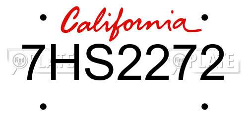 7HS2272 California License Plate
