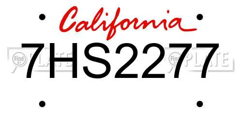 7HS2277 California License Plate