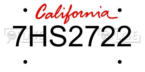 7HS2722 California License Plate
