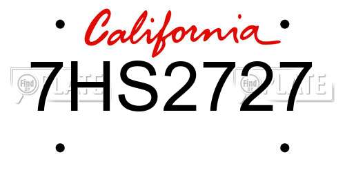7HS2727 California License Plate