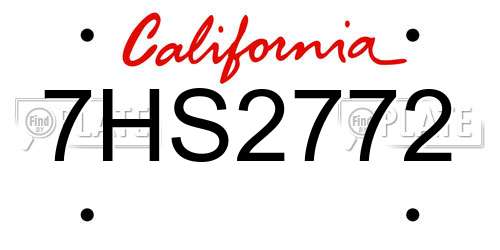 7HS2772 California License Plate