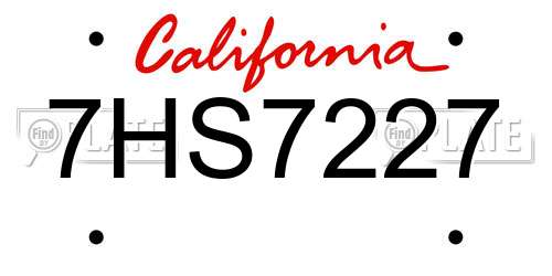 7HS7227 California License Plate