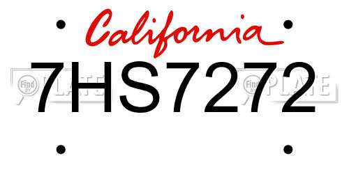 7HS7272 California License Plate