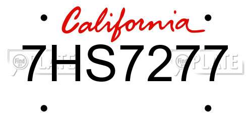 7HS7277 California License Plate