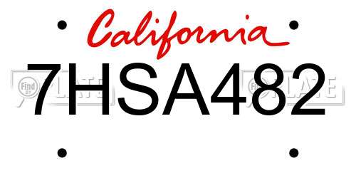 7HSA482 California License Plate