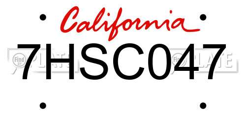 7HSC047 California License Plate