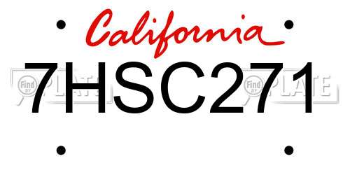 7HSC271 California License Plate