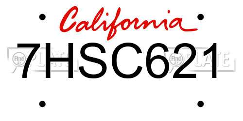 7HSC621 California License Plate