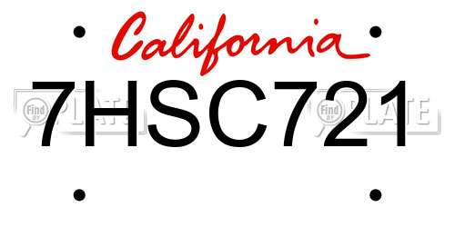 7HSC721 California License Plate
