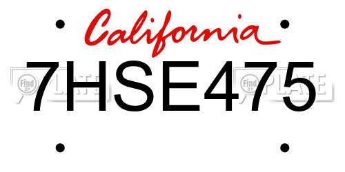 7HSE475 California License Plate