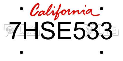 7HSE533 California License Plate