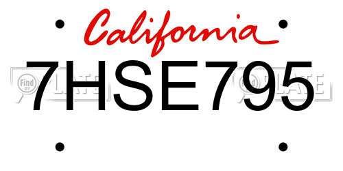7HSE795 California License Plate