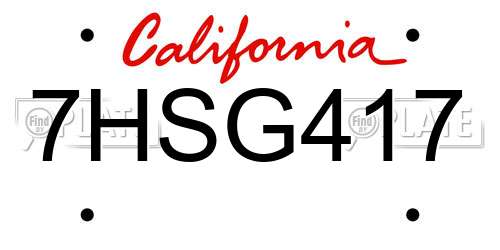 7HSG417 California License Plate