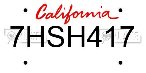7HSH417 California License Plate