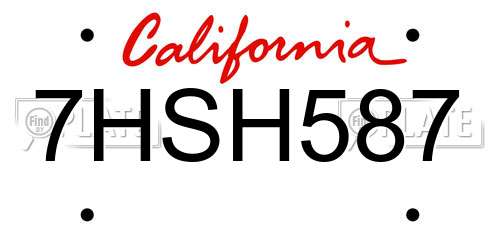 7HSH587 California License Plate