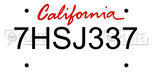 7HSJ337 California License Plate