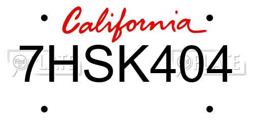 7HSK404 California License Plate