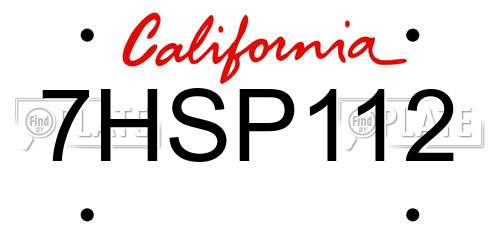 7HSP112 California License Plate