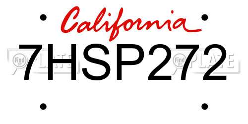 7HSP272 California License Plate