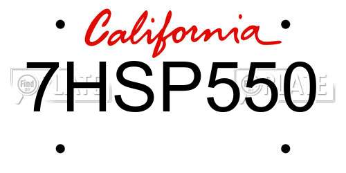 7HSP550 California License Plate